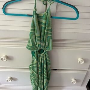 ZARA GREEN HALTER DRESS